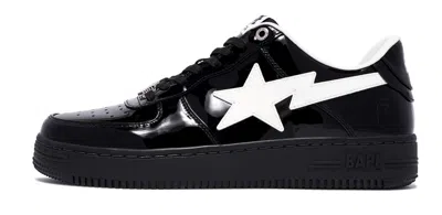 Pre-owned A Bathing Ape Bape Sta 2024 Patent Leather All Black Bathing Ape Us8.5 26.5cm Fast Ship Hand