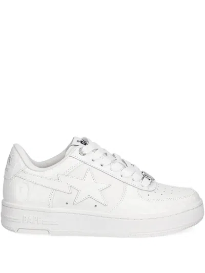 A Bathing Ape Bape Sta #3 L Textured Sneakers In White