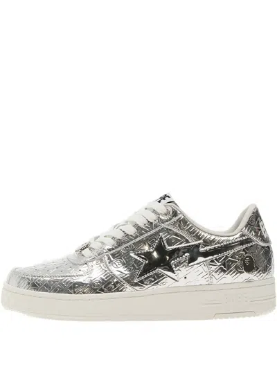 A Bathing Ape Bape Sta 5 Metallic Sneakers In Gray