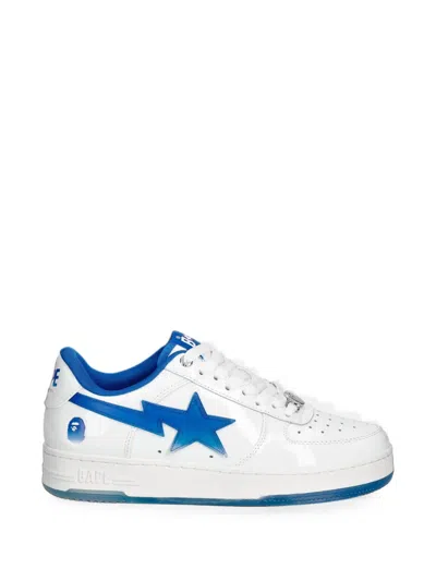 A Bathing Ape Bape Sta Leather Sneakers In White