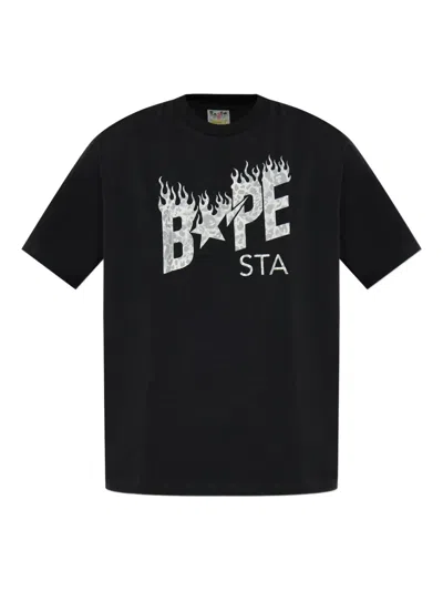 A Bathing Ape Bape Sta Leopard-print T-shirt In Black
