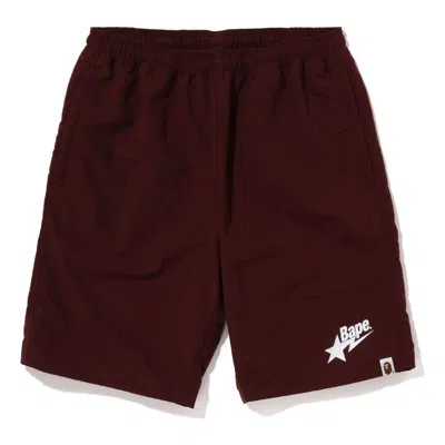 A Bathing Ape Bape Sta Logo Beach Shorts 'burgundy' In Multi