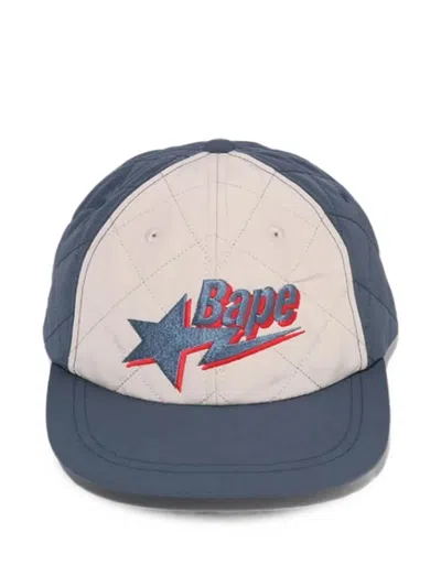 A Bathing Ape Bape Sta Logo Quilted Baseball Cap In Blue
