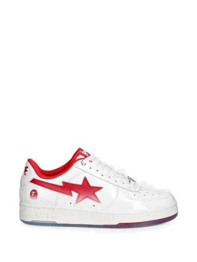 A Bathing Ape Bape Sta Patent Leather Sneakers In White