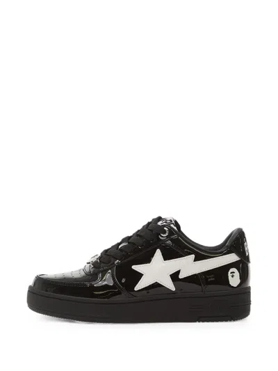 A Bathing Ape Bape Sta Patent-leather Sneakers In Black