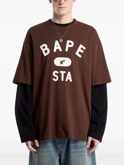 A Bathing Ape Bape Sta Round-neck T-shirt In Brown