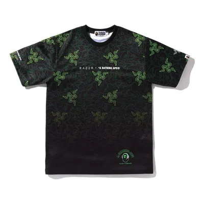 A Bathing Ape Bape X Razer Neon Camo T-shirt 'black' In Green