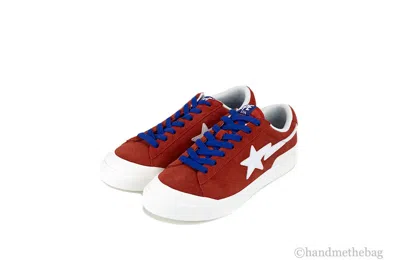 Pre-owned A Bathing Ape Bapesta 1 Mens Mad Low Top Suede Buffed Leather Sneakers Shoes In Red