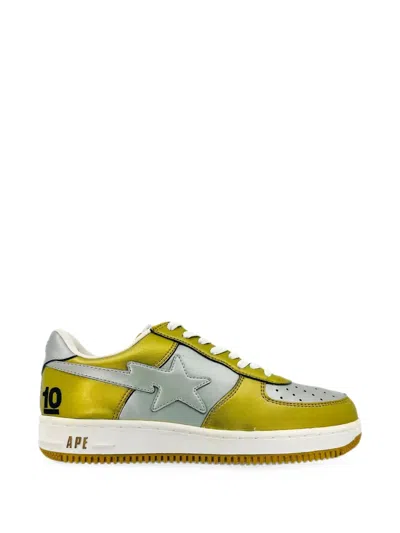 A Bathing Ape Bapesta 10th Anniversary Metallic Sneakers In Gold
