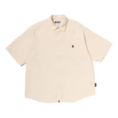 A Bathing Ape Big College Shirt 'ivory' In Neutral