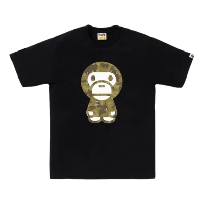 A Bathing Ape Baby Milo Camo-print T-shirt In Black