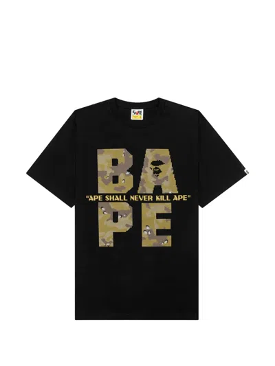 A Bathing Ape Bitmap Logo T-shirt In Black