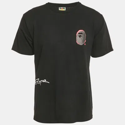 Pre-owned A Bathing Ape Black Back Street Print Cotton T-shirt L