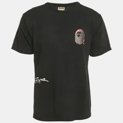 A Bathing Ape Black Back Street Print Cotton T-shirt
