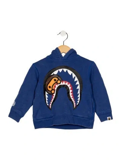 Pre-owned A Bathing Ape Boys' Baby Milo Shark Pullover Hoodie In Blue