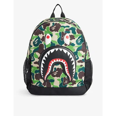 A Bathing Ape Boys Green Kids' Camo Shark Canvas Backpack