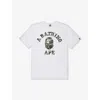 A Bathing Ape Boys White X Green Kids Camo College Short-sleeve Cotton-jersey T-shirt 10-13 Years