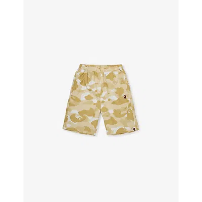 A Bathing Ape Boys Yellow Kids Camouflage-print Elasticated-waist Shell Shorts 4-9 Years
