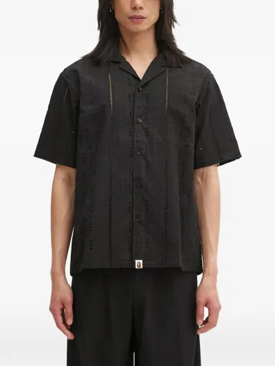 A Bathing Ape Broderie-anglaise Shirt In Black