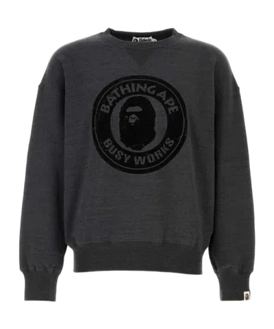 A Bathing Ape Busy Works Crewneck Sweater In Gray