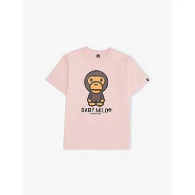 A Bathing Ape Kids' Pink Baby Milo Graphic-print Cotton-jersey T-shirt 1-6