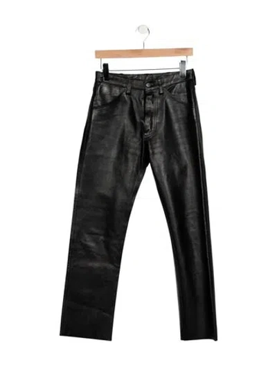 Pre-owned A Bathing Ape Calf Leather Pants In Black