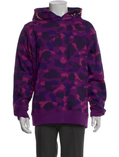 Pre-owned A Bathing Ape Camo 2nd Shark Printed Hoodie W/ Tags In Purple