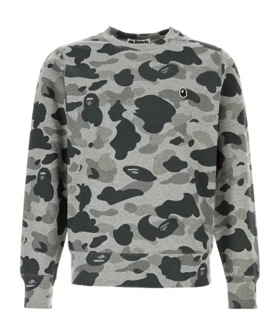 A Bathing Ape Camo Ape Head Crewneck Sweater In Gray