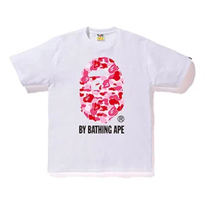 A Bathing Ape Camo Ape Head Logo T-shirt 'white Pink' In Multi