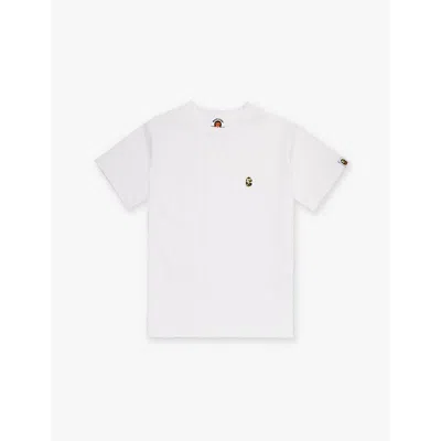 A Bathing Ape Kids' White X Green Camo Ape Point Embroidered Cotton-jersey T-shirt
