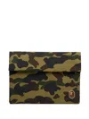 A Bathing Ape Camo Appliqué Pc Case In Green