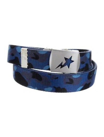 Pre-owned A Bathing Ape Camo Bape Sta Nylon Belt In Blue