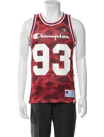 Pre-owned A Bathing Ape Camo Basketball Jersey Camouflage Print Jersey In Red