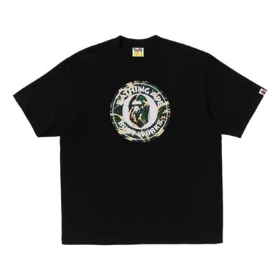 A Bathing Ape Glitch Woodland Camo Busy Works T-shirt In Black