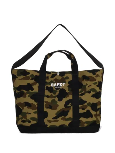 A Bathing Ape Camo Camouflage-print Logo-embroidered Messenger Bag In Blue