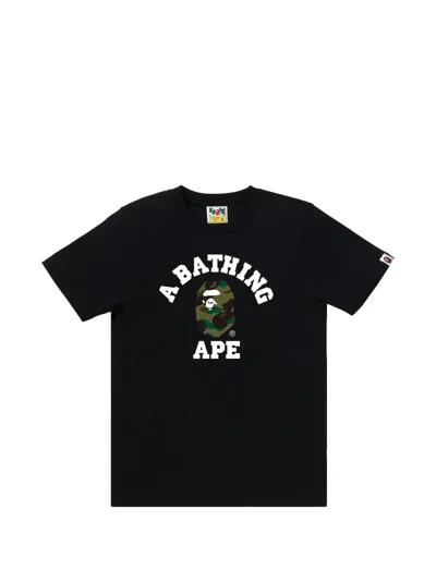 A Bathing Ape Camo College Graphic-print T-shirt In Black