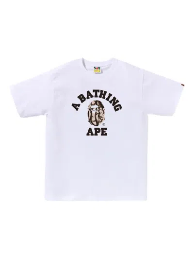 A Bathing Ape Camo College T-shirt In White