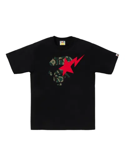 A Bathing Ape Camo Face Star T-shirt In Black