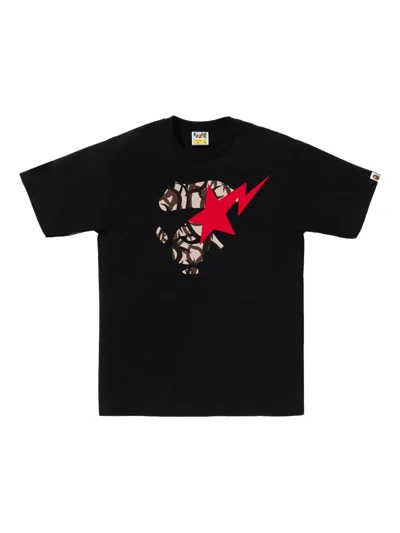 A Bathing Ape Camo Face Star T-shirt In Black