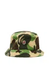 A Bathing Ape Mens Green Camo Terry Cotton-blend Bucket Hat In Multi
