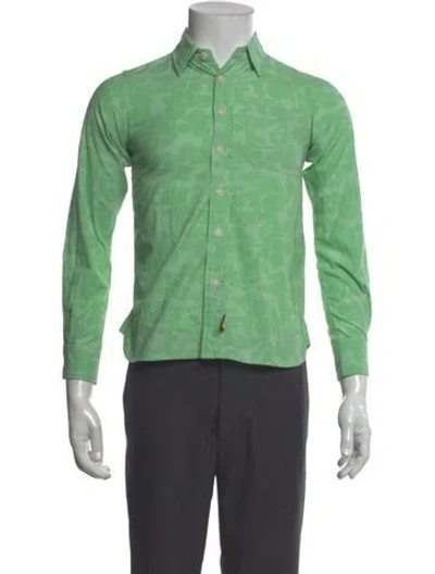 Pre-owned A Bathing Ape Camo Graphic Print Button-up Top In Green