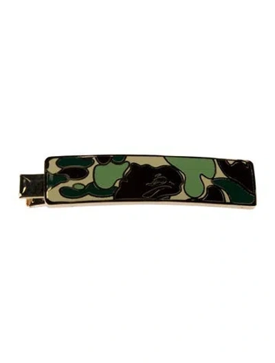 Pre-owned A Bathing Ape Camo Hair Clip In Gold/green