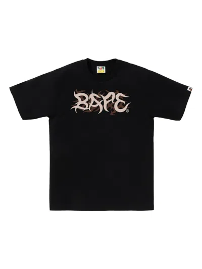 A Bathing Ape Camo Logo-print T-shirt In Black