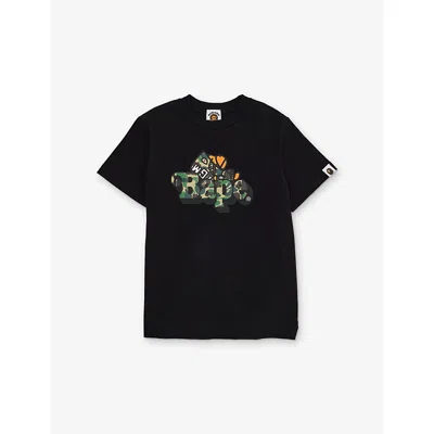 A Bathing Ape Kids' Camo Milo Graphic-print Cotton T-shirt 2-9 Years Black