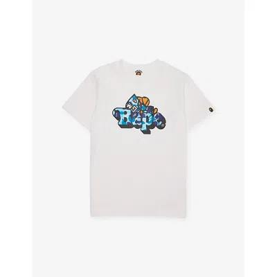 A Bathing Ape Kids' Camo Milo Graphic-print Cotton T-shirt 2-9 Years Whit In White