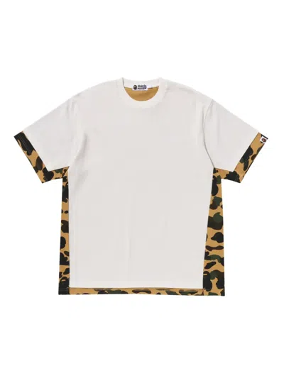 A Bathing Ape Camo-panelled T-shirt In White