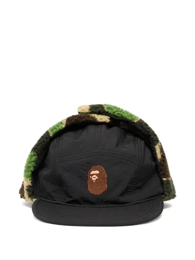 A Bathing Ape Camo-pattern Puffy Flight Baseball Caps In Black