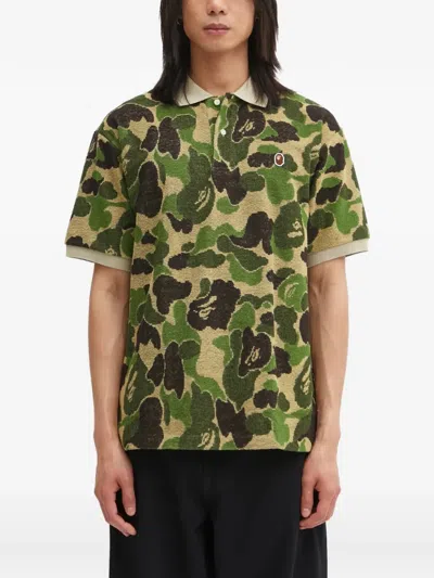 A Bathing Ape Camo Pile Jacquard Polo Shirt In Multi