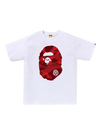 A Bathing Ape Camo-print Ape-head T-shirt In White