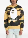 A Bathing Ape Camo-print Crewneck Sweatshirt In Yellow